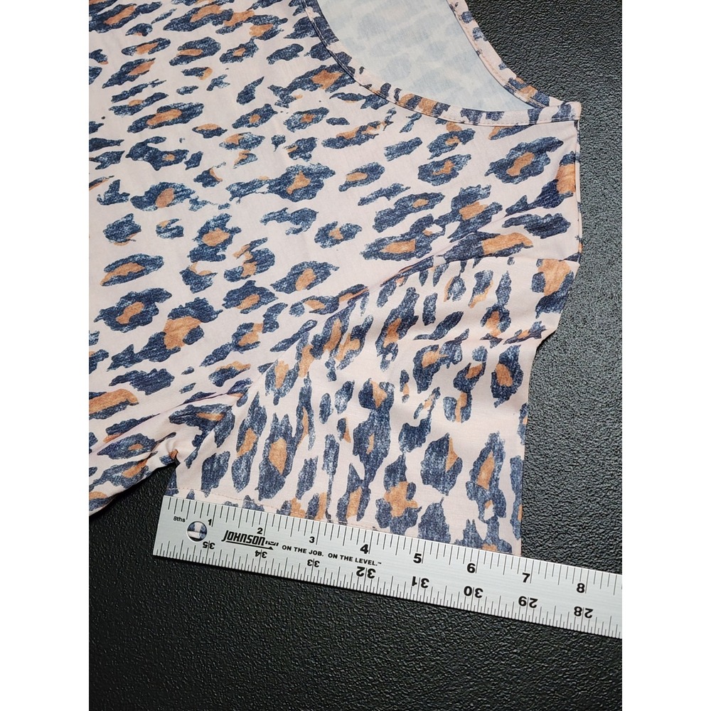 Hibluco Leopard Print Peplum Top Medium Tan Black - Picture 7 of 10